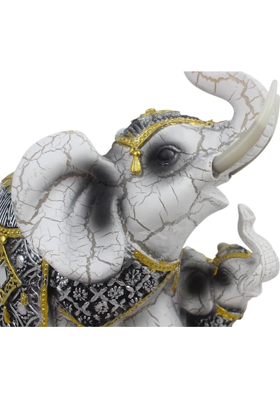 Lüks Nakış İşlemeli Anne Ve Yavru Fil Heykeli Feng Shui Şans Getiren Dekoratif Masaüstü Biblo 17 Cm. 74221562