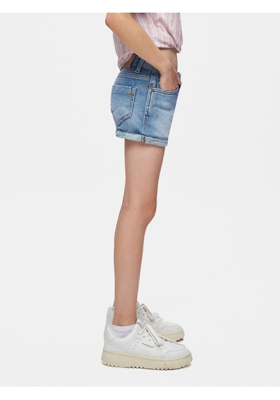 Judıe G Orta Bel Slim Fit Mavi Jean Şort Mavi