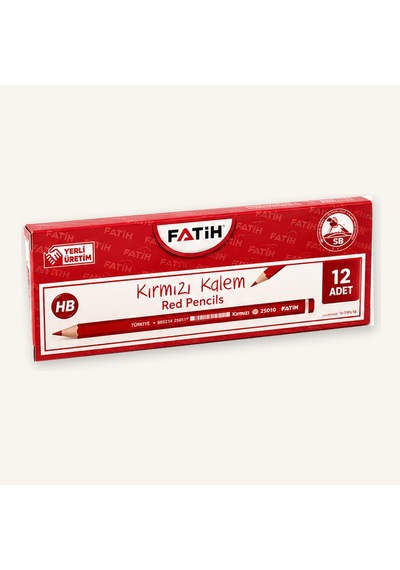 Fatih Kırmızı Kurşun Kalem 1 Düzine 12 Li