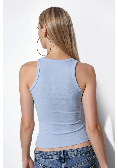 Hiccup Busem V Yaka Ribanalı Tank Top Bebek Mavisi