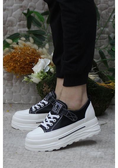 Fort Guja 24y314-8 News Fashion Gizli Dolgu Topuk Sneaker Kadın Ayakkabı Siyah