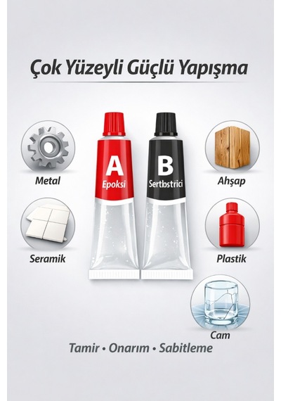 2k Epoksi Yapıştırıcı Güçlü 2 Bileşenli Metal Seramik Ahşap Plastik Cam