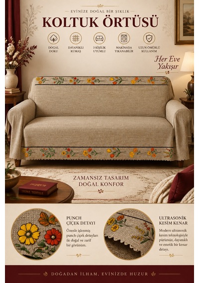Çok Amaçlı Kadife Koltuk Örtüsü Kaymaz Süngerli 165x215 Cm Modern Bohem Çekyat Şalı Piknik Masa Örtüsü Açık Kahve