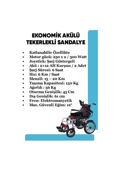 Katlanabilir Akülü Tekerlekli Sandalye Ekonomik, Pratik Ve Katlanabilir Kullanım Avantajı