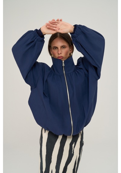 Mai Collection Azel Fermuarlı Oversize Lacivert Bomber Ceket Lacıvert
