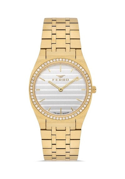Ferro Quartz Çelik Altın Rengi Gümüş Kadran 32 Mm Kadın Kol Saati