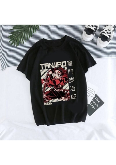 Noıssey Kırmızı Etiket Gala Unisex Demon Slayer T-shirt Model4436 17153 Siyah