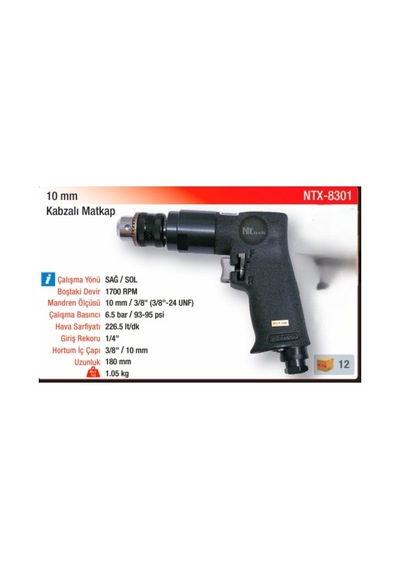 Ntairtools Ntairtools Havalı Matkap 10 Mm