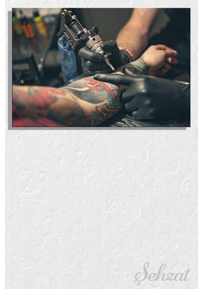 Kanvas Duvar Tablosu Yatay Güzellik Stüdyo Tattoo Dövme Body Art Dövmeci Vücut Boyama Çok Renkli