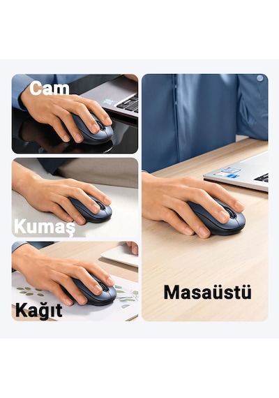 Ugreen 2400dpı 2.4ghz Wireless Kablosuz Sessiz Mouse Gece Mavisi, 90550 -