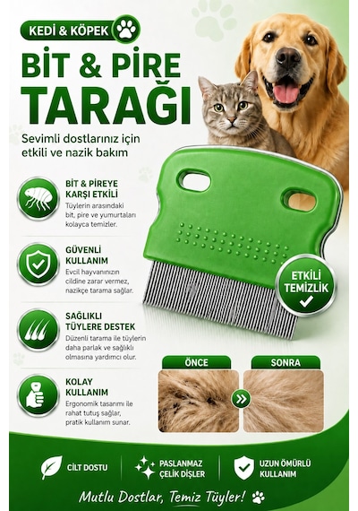 Jasper Kedi Köpek Bit Pire Tarağı İnce Dişli Metal Tarak Temizlik Tarağı Tüy Ve Pire Temizleme Tarağı Renkli