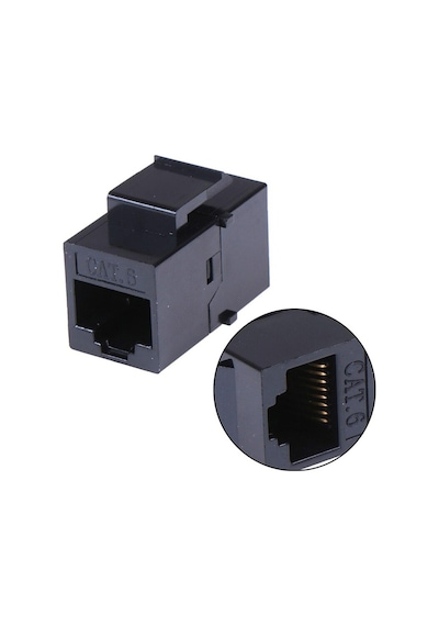 Mn119ck Cat6 Rj45 Dişi Dişi Klipsli Ethernet Kablo Birleştirici Ve Uzatma Aparatı-2 Adet Siyah