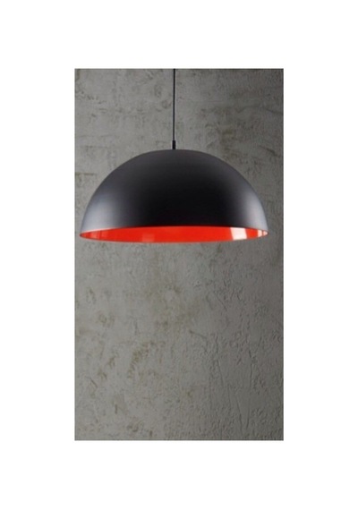 S Retro Parlak Siyah Içi Kırmızı Metal Sarkıt Avize 40 Cm Siyah