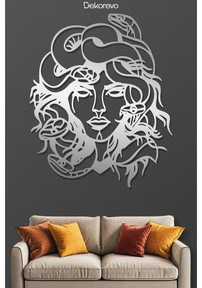 Medusa Metal Duvar Tablosu - Krom - 21 X 30 Cm