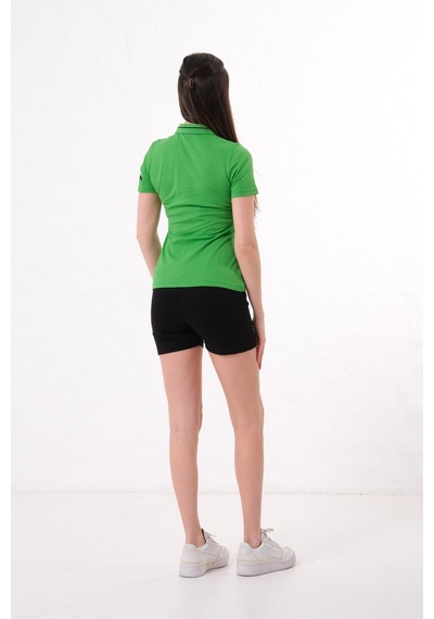 Kadın Polo Yaka T-shirt Takımı Rahat Kesim Yazlık Günlük Kombin Fıstık Yeşili