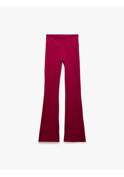 Koton Yüksek Bel Slim Fit Dikiş Detaylı Spor İspanyol Paça Tayt Fuşya 7wak40230nk