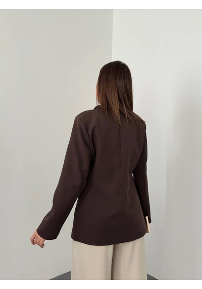 Hopıan Kadın Kahverengi Oturtmalı Blazer Ceket