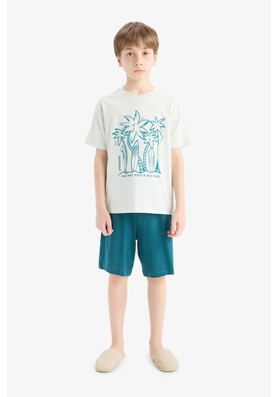 DeFacto Erkek Çocuk Pijama Takımı Kısa Kollu Üst Esnek Belli Şort F1735A825HSBE516 DeFacto Erkek Çocuk Pijama Takımı Kısa Kollu Üst Esnek Belli Şort F1735A825HSBE516