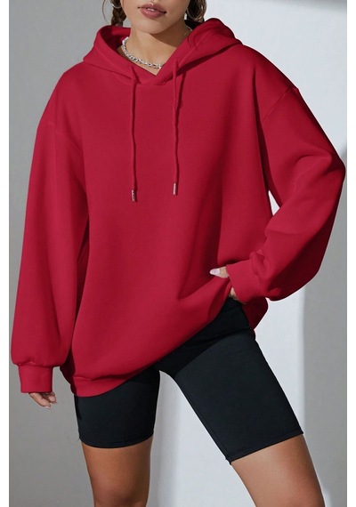 Uyguntarz Unisex Oversize Love Yourself Baskılı Sweatshirt Kırmızı