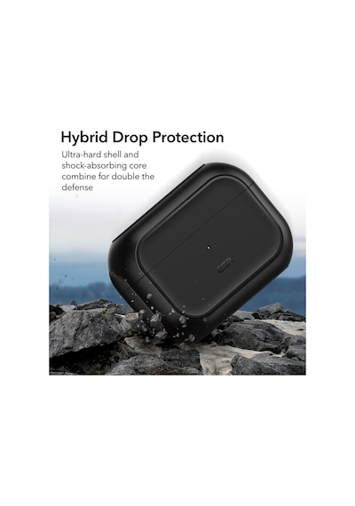 Apple AirPods Uyumlu Pro 2 2019/2022/2023 Halolock Magsafe Orbit Hybrid Case Siyah Siyah