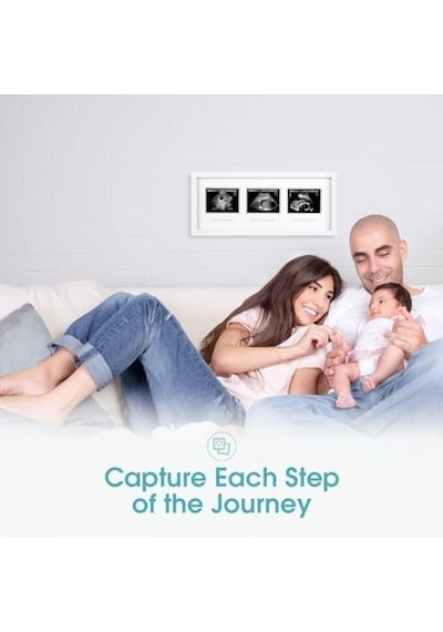 Pearhead 87038 Trimester Sonogram Frame Deluxe, Fotoğraf Çerçevesi İçin Üç Ultraschallaufnahmen, Beyaz Açık Gri