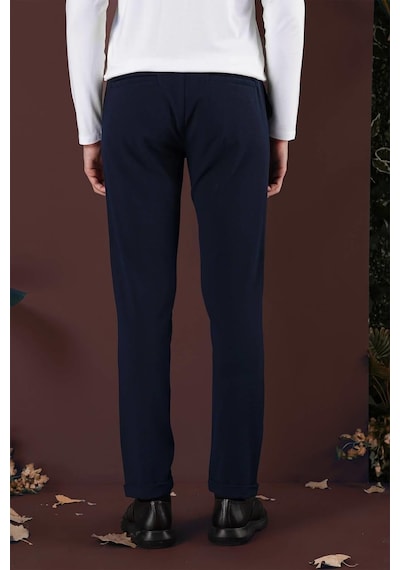 Efor Slim Fit Yan Cepli Dokulu Esnek Casual Lacivert Pantolon P 1139 Lacivert
