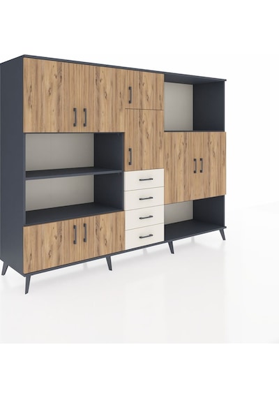 Hyperion Dolap 10 Raflı 4 Çekmeceli 8 Kapaklı 220x44x163 Antrasit Antrasit-çam/aytaşı Hyperion Dolap 10 Raflı 4 Çekmeceli 8 Kapaklı 220x44x163 Antrasit Antrasit-çam/aytaşı