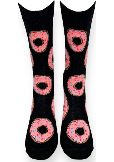 Me-vo Tekli Siyah Renkli Unisex Esnek Nem Alabilen Pamuklu Donut Desenli Soket Çorap Siyah