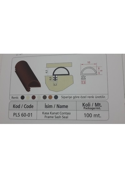 5 m Kapı Fitili-Plastik Kasa Kanat Contası Plastic Frame Sash Seals