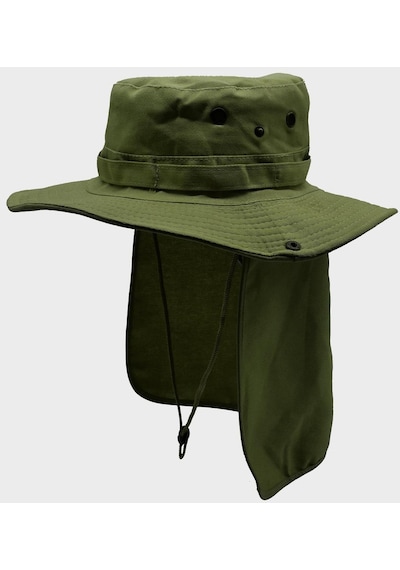 Külah Outdoor Uv Güneş Koruyucu Şapka Haki Lejyoner Safari Şapkası - Haki