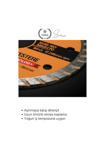 Elmastestere 115 Mm Turbo Elmas Kesim Diski Spiral Uyumlu Beton Seramik Mermer Taş Granit Fayans