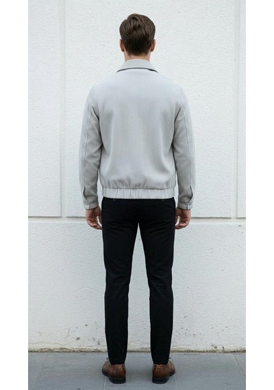 Plus Scorpion Slim Fit Fitilli Dokulu Erkek Fermuarlı Mont Ceket Günlük Şık Kombin Taş