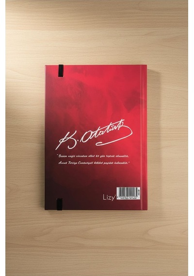 Atatürk Tarihsiz Ajanda Kuşe Kapak Kırmızı 1 Adet Atatürk Modalist Çizgili Defter Lastikli 14x20 Cm Günlük Planlayıcı