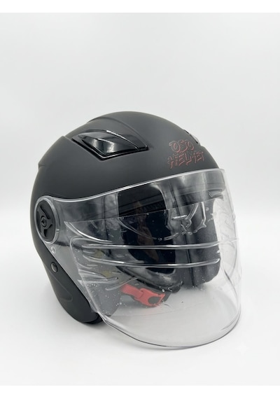 Oso Helmet Yarım Kask Gözlüklü Siyah - M Beden
