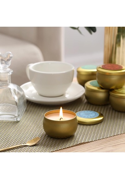 Kokulu Mumlar Hediye Seti, 16 Paket Doğal Soya Balmumu Seyahat Teneke Kavanoz Mumları Aile Toplantıları İçin 70 Ml Çok Renkli