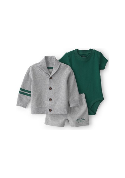 Erkek Bebek Body Şort Set 3 Ay-24 Ay Gri Gri