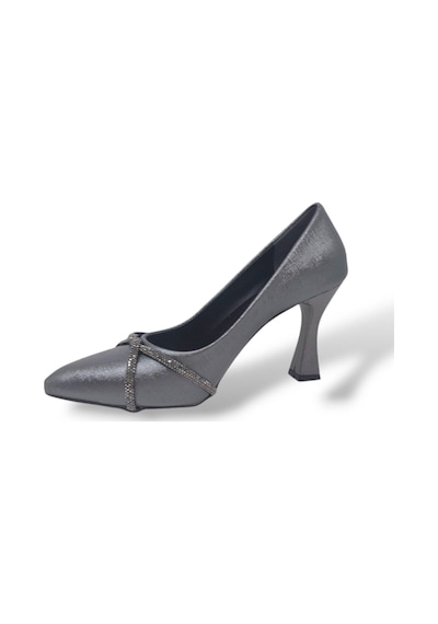 Zerhan 355 Kadın Platin Taşlı Kadeh Topuk Stiletto Ayakkabı Platin