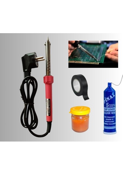 4'lü Lehim Makinesı Seti 60w Havya Kalemi Tel Lehim Pastası Elektrik Bandı