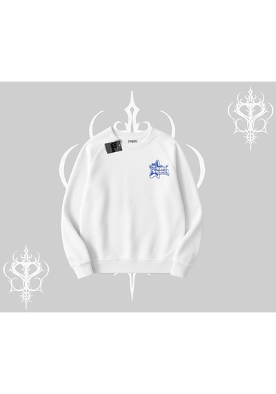 Startmore Kitti Sweet Mini Logo Baskılı Kayık Yaka Sweatshirt Beyaz