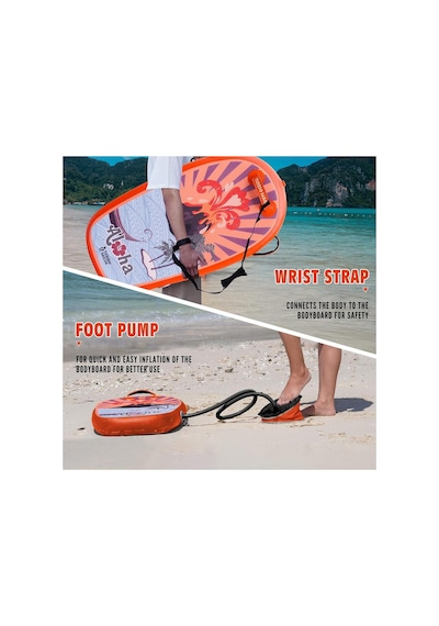 Bodyboard Aloha Plaj Çocuk Sörf Tahtası-ultra Hafif Vücut Tahtası 110x51x10 Cm 1 Yıl Garanti