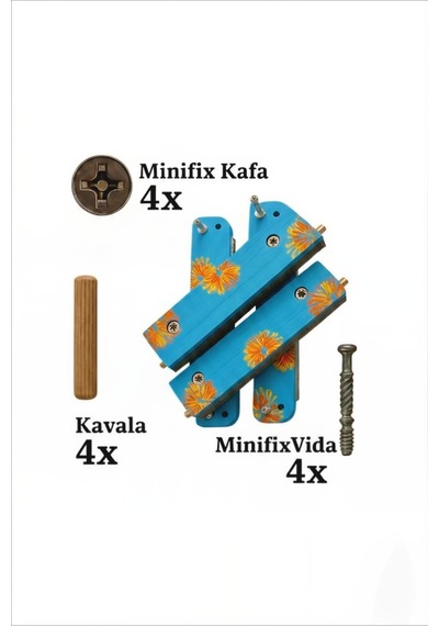 Mavi Çiçekli 30x30 Cm Kombinasyon Özellikli Punch Ve Tüm Nakışlara Uygun İğneli/telli Ahşap Kasnak Kılıf Hediye