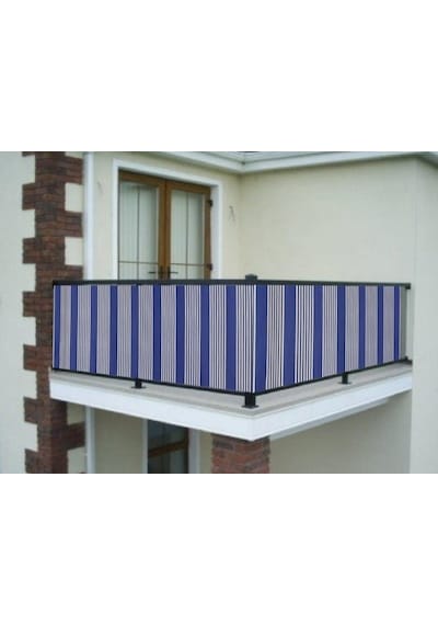 Ceylan Home Balkon Demiri Perdesi Kuş Gözü Mavibeyaz Çizgili