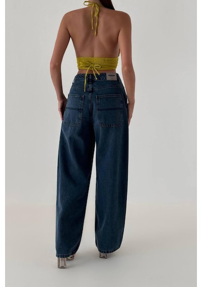 Lacarino 7587 Skater Fıt Kadın Jean Pantolon Blue Black