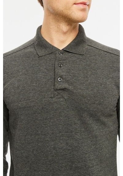 Uniprom Sweatshirt Polo Yaka İçi Polarlı 3 Iplik Pamuklu Normal Kesim Erkek Antrasit
