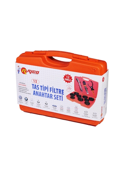 Rico 12 Parça 1/2 Tas Tipi Filtre Anahtar Seti Yağ Filtre Sökme