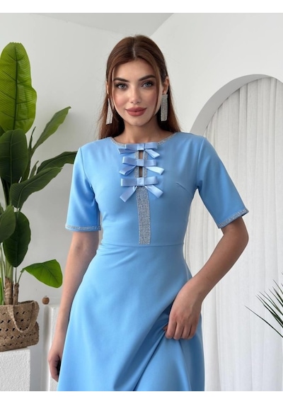 Etiler Collection Wera Taşlı Fiyonk Detaylı Elbise S