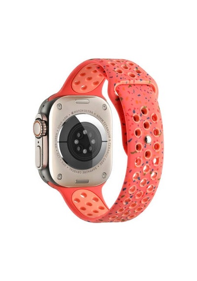 Apple Watch Uyumlu 7 45mm Kordon Yeni Seri 2023 Krd-02 Silikon Strap Kayış - Turuncu