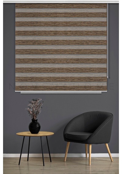 Bambu Zebra Stor Perde 1003 Kahve Ofis Mutfak Balkon Çocuk Odası Yatak Odası Salon Perdesi Lüx Kahve Antrasit
