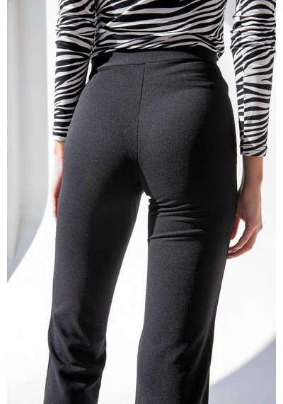 Ckm Moda Faylinn Yüksek Kalite Yüksek Bel Toparlayıcı İspanyol Paça Pantolon Siyah