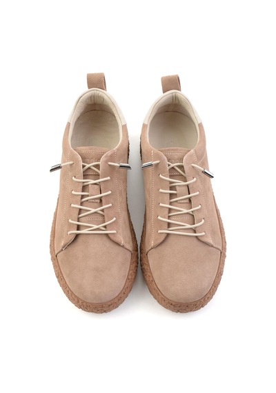 Bambi Vizon Süet Hakiki Deri Kadın Sneaker K01822268402